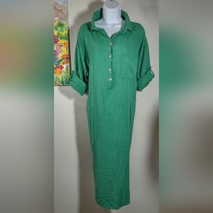 CCK Style Crinkle Cotton Shirt Dress